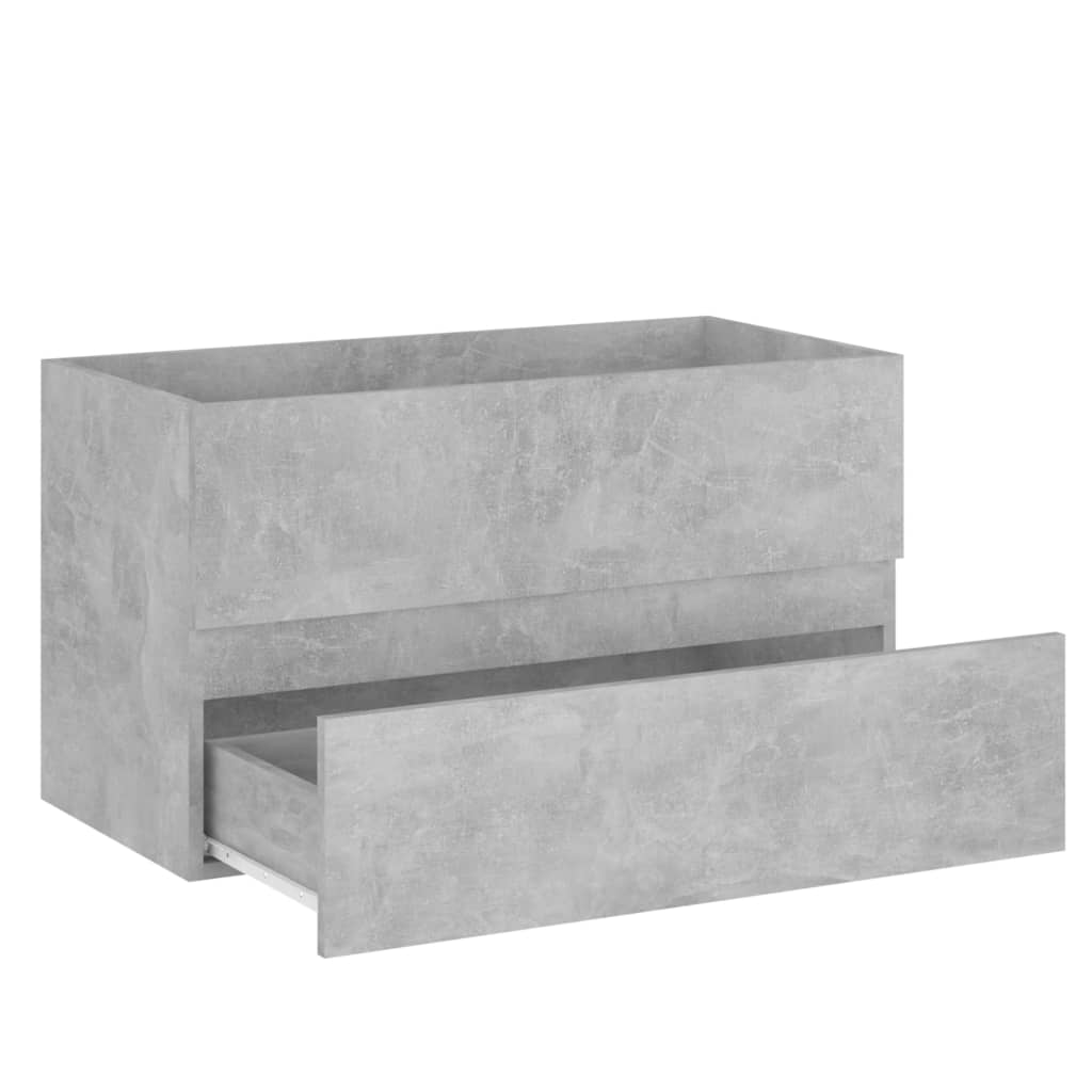 vidaXL Sink Cabinet with Built-in Basin Concrete Grey Engineered Wood