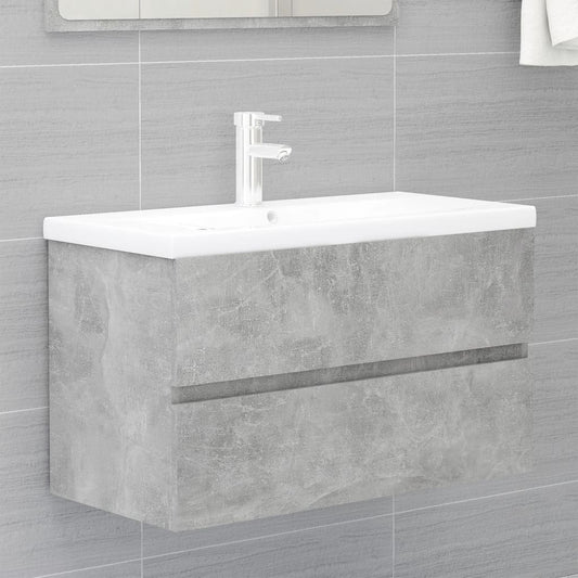 vidaXL Sink Cabinet with Built-in Basin Concrete Grey Engineered Wood