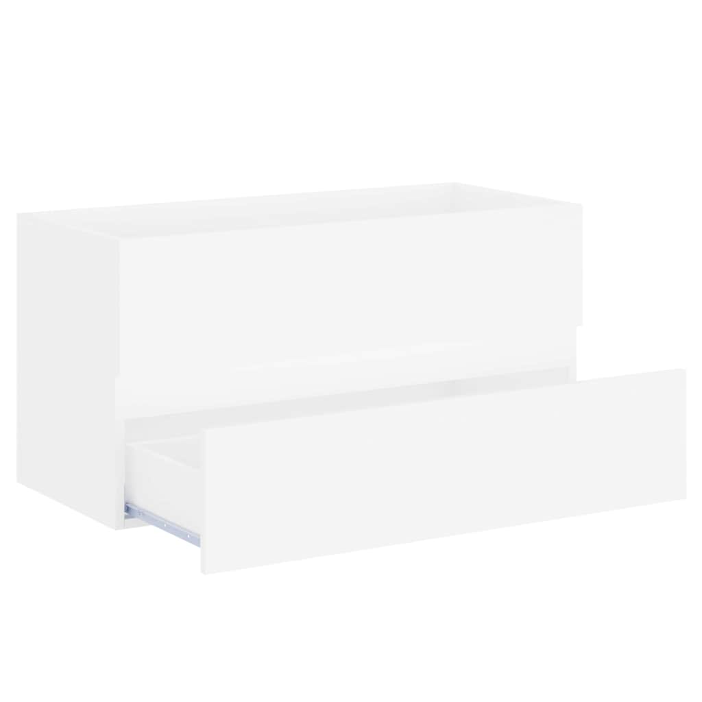 Sink Cabinet with Built-in Basin White Engineered Wood