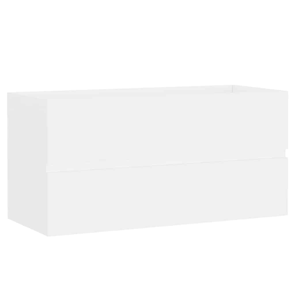 Sink Cabinet with Built-in Basin White Engineered Wood