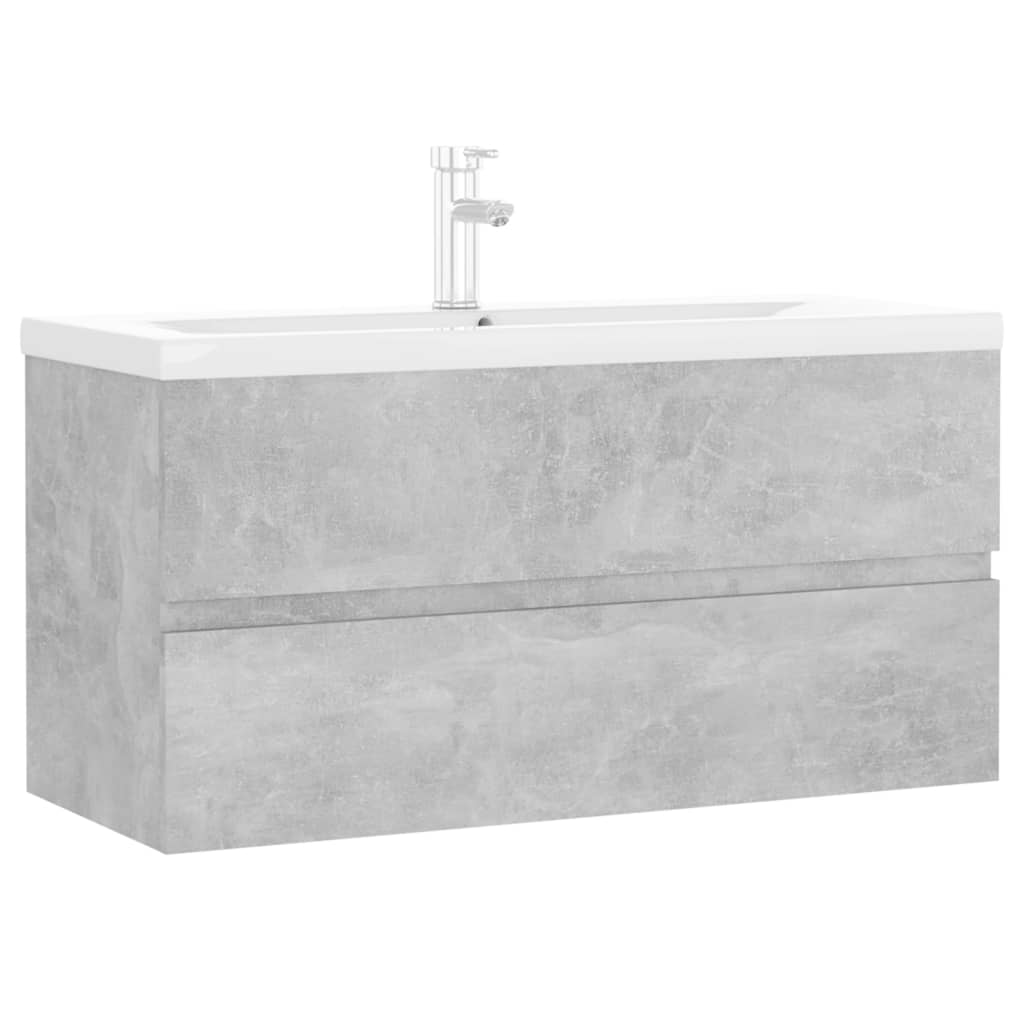 vidaXL Sink Cabinet with Built-in Basin Concrete Grey Engineered Wood