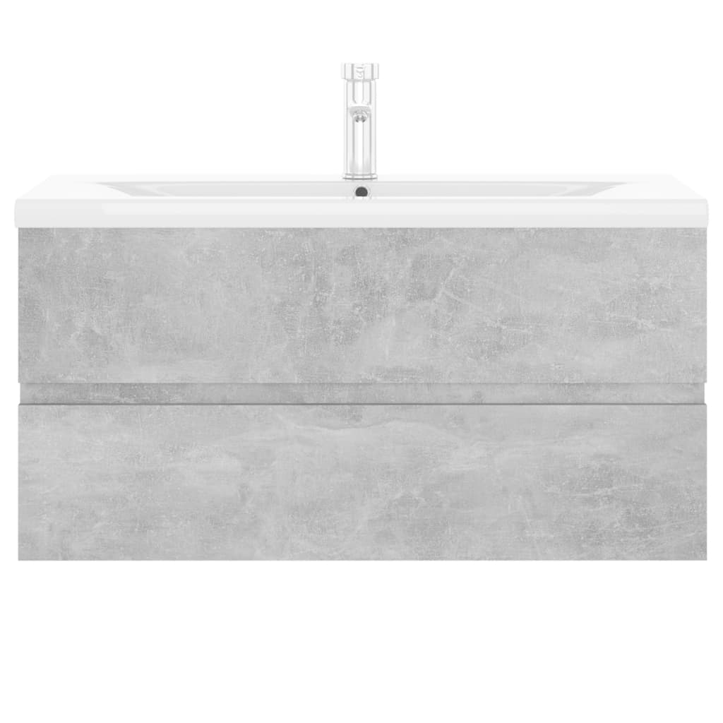 vidaXL Sink Cabinet with Built-in Basin Concrete Grey Engineered Wood