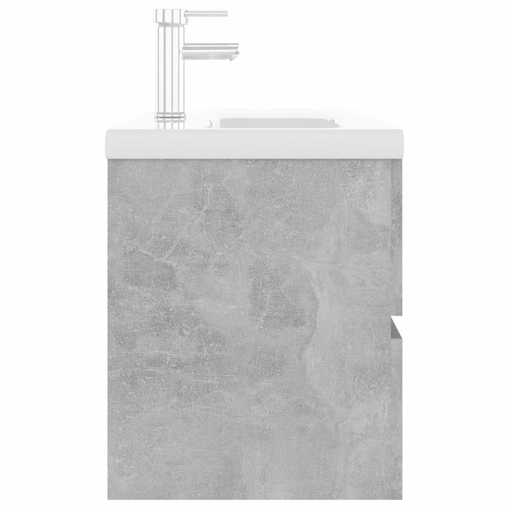 Sink Cabinet with Built-in Basin Concrete Grey Engineered Wood