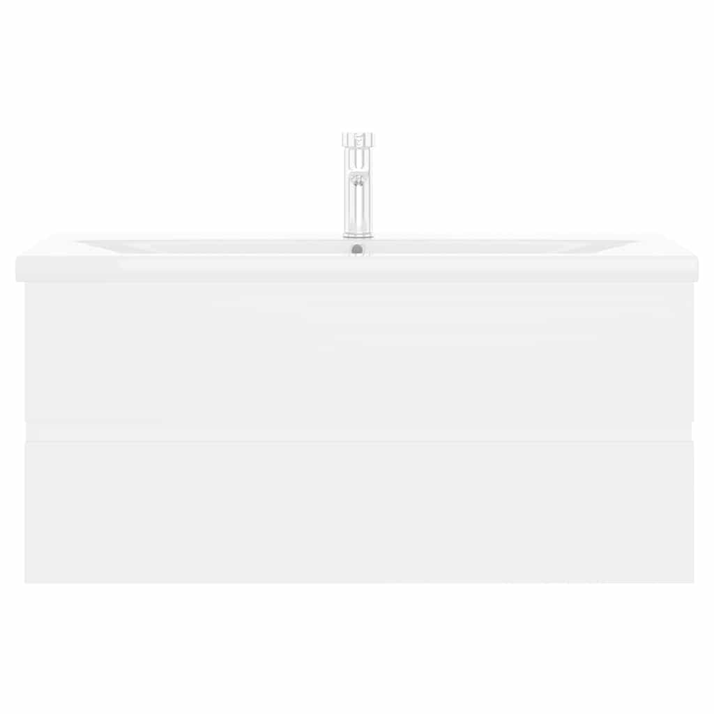 Sink Cabinet with Built-in Basin White Engineered Wood