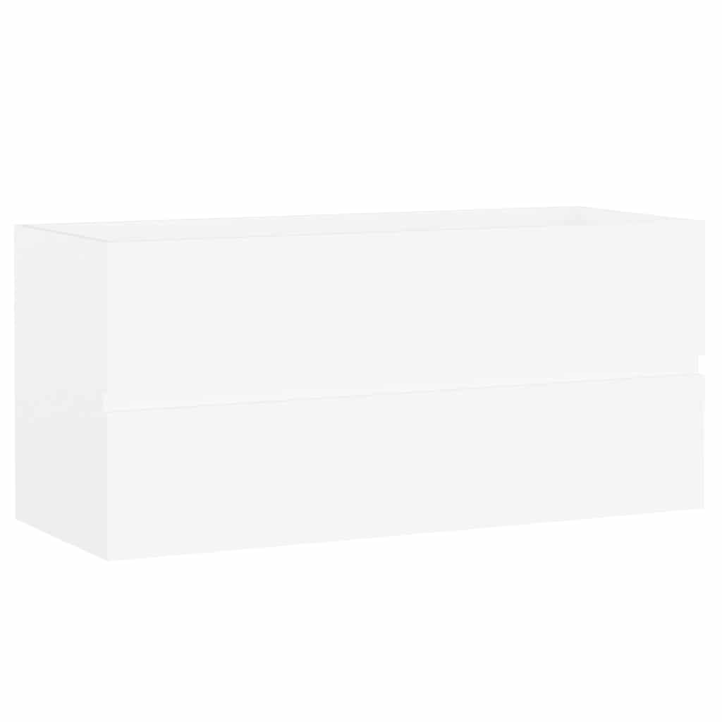 Sink Cabinet with Built-in Basin White Engineered Wood