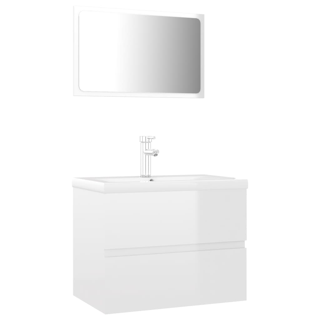 vidaXL Bathroom Furniture Set High Gloss White Engineered Wood