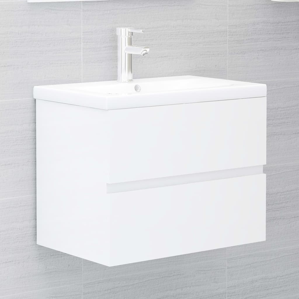 vidaXL Bathroom Furniture Set High Gloss White Engineered Wood