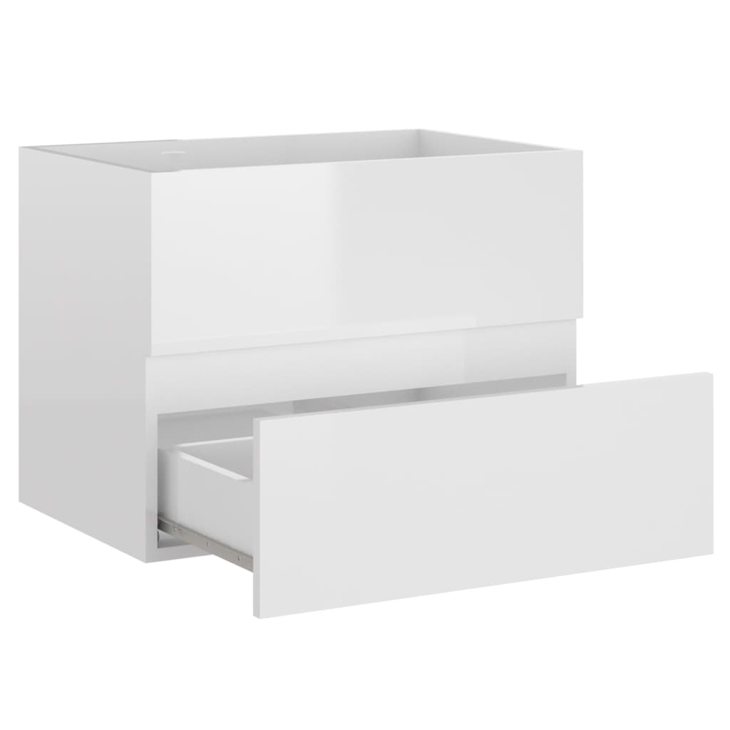 vidaXL Bathroom Furniture Set High Gloss White Engineered Wood