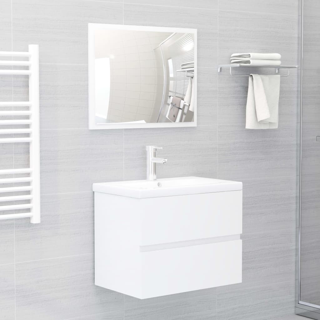 vidaXL Bathroom Furniture Set High Gloss White Engineered Wood