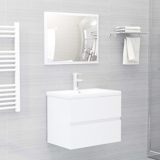 vidaXL Bathroom Furniture Set High Gloss White Engineered Wood