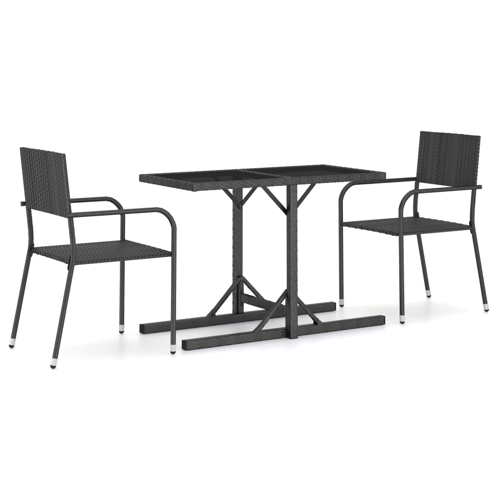 vidaXL 3 Piece Garden Dining Set Black