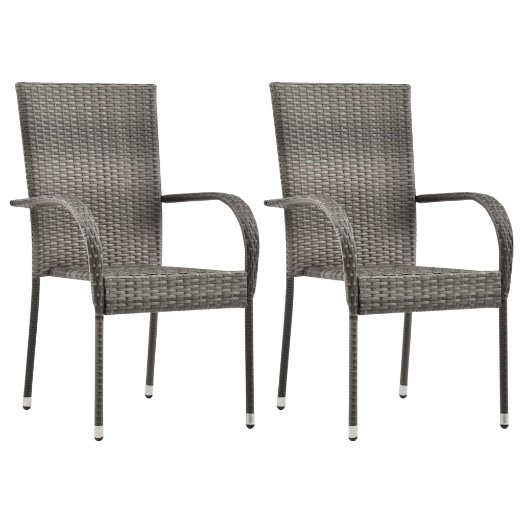 Dining Set | Grey | PE Rattan, Powder-Coated Steel, Glass | Compact