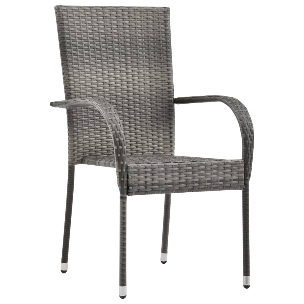 Dining Set | Grey | PE Rattan, Powder-Coated Steel, Glass | Compact