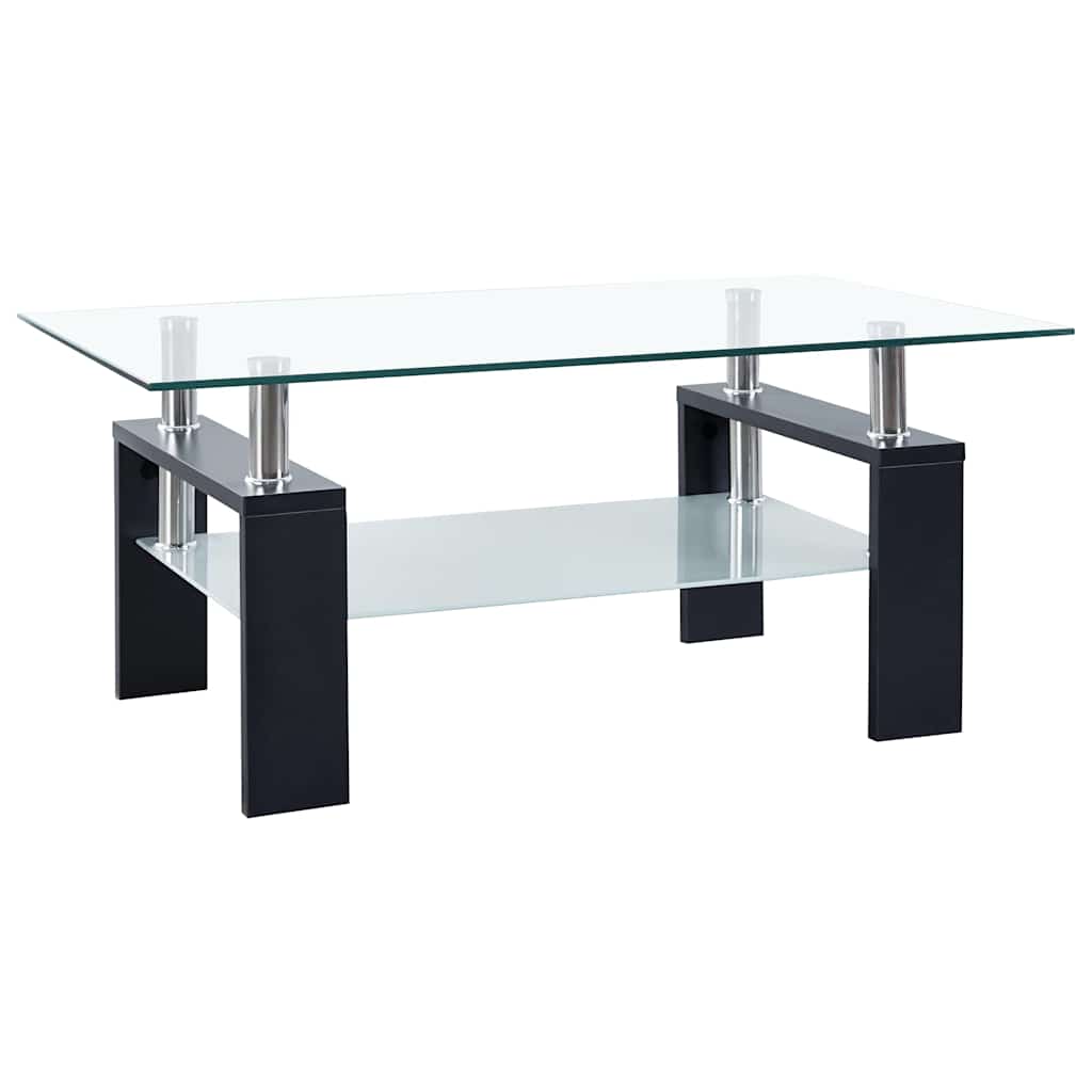 330303 vidaXL Coffee Table Black and Transparent 95x55x40 cm Tempered Glass
