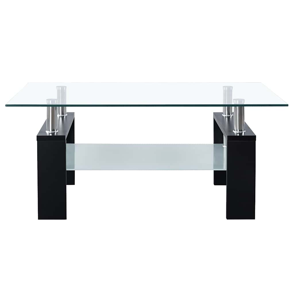 330303 vidaXL Coffee Table Black and Transparent 95x55x40 cm Tempered Glass