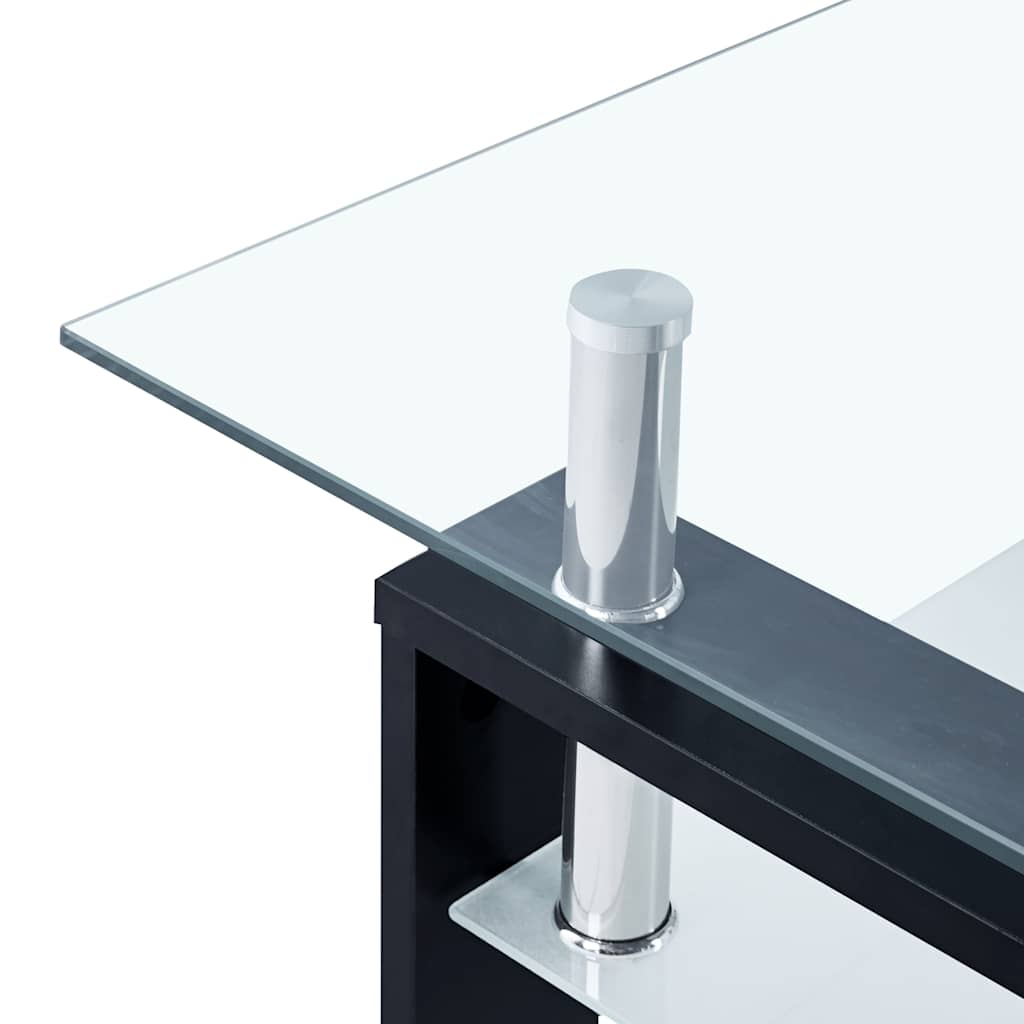 330303 vidaXL Coffee Table Black and Transparent 95x55x40 cm Tempered Glass