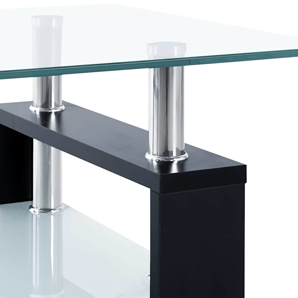 330303 vidaXL Coffee Table Black and Transparent 95x55x40 cm Tempered Glass