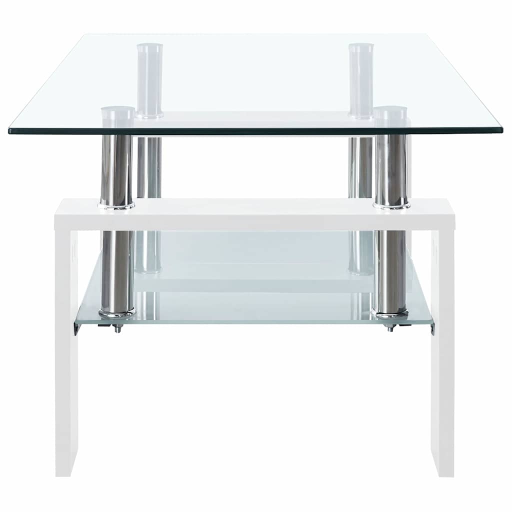 330304 vidaXL Coffee Table White and Transparent 95x55x40 cm Tempered Glass