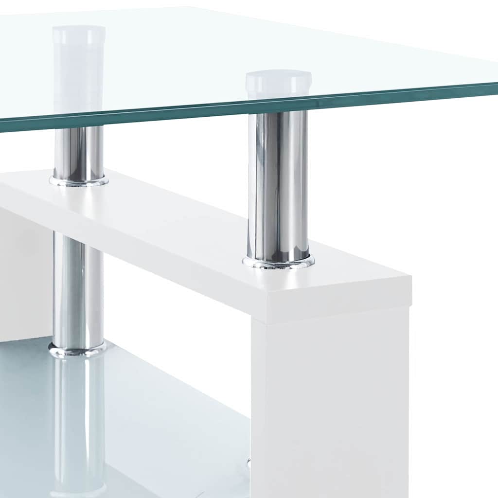 330304 vidaXL Coffee Table White and Transparent 95x55x40 cm Tempered Glass