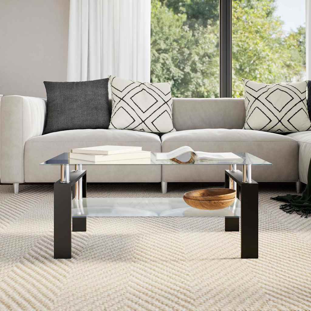330305 vidaXL Coffee Table Grey and Transparent 95x55x40 cm Tempered Glass