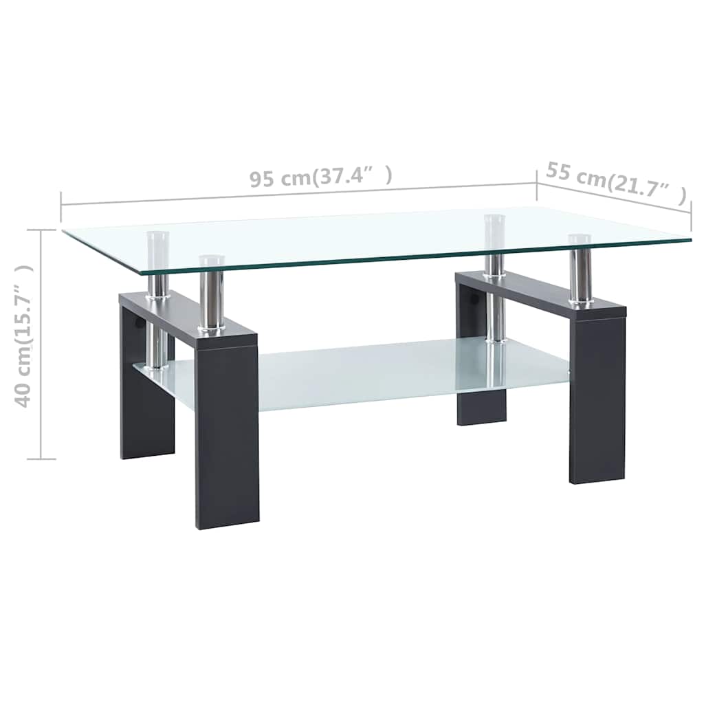 330305 vidaXL Coffee Table Grey and Transparent 95x55x40 cm Tempered Glass