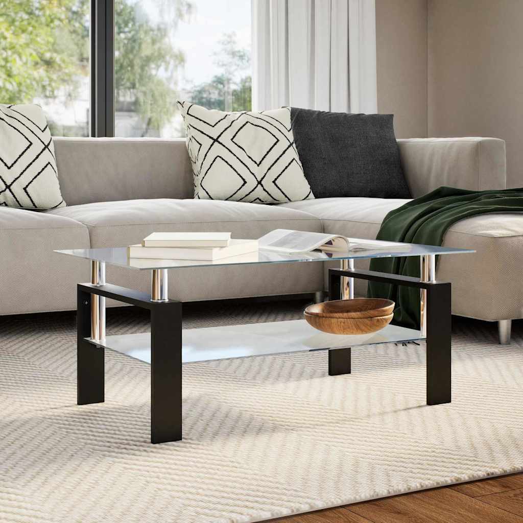 330305 vidaXL Coffee Table Grey and Transparent 95x55x40 cm Tempered Glass