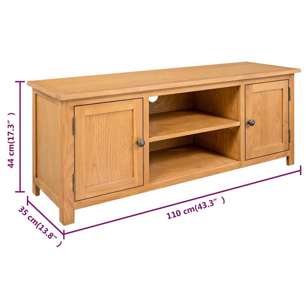 327434 vidaXL TV Cabinet 110x35x44 cm Solid Oak Wood