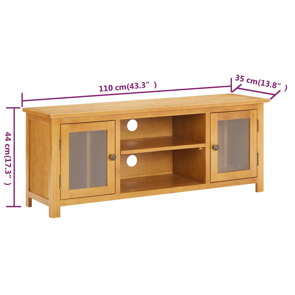 vidaXL TV Cabinet 110x35x44 cm Solid Oak Wood