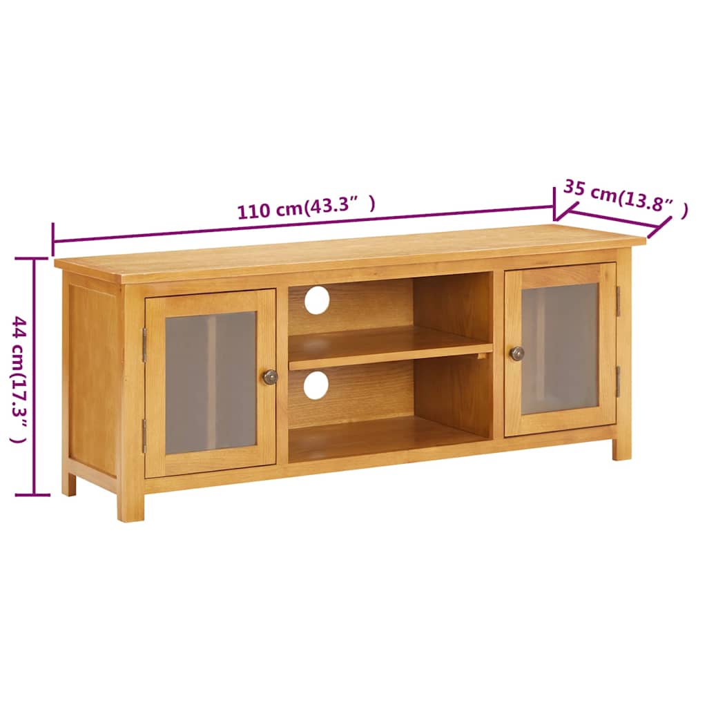 327435 vidaXL TV Cabinet 110x35x44 cm Solid Oak Wood