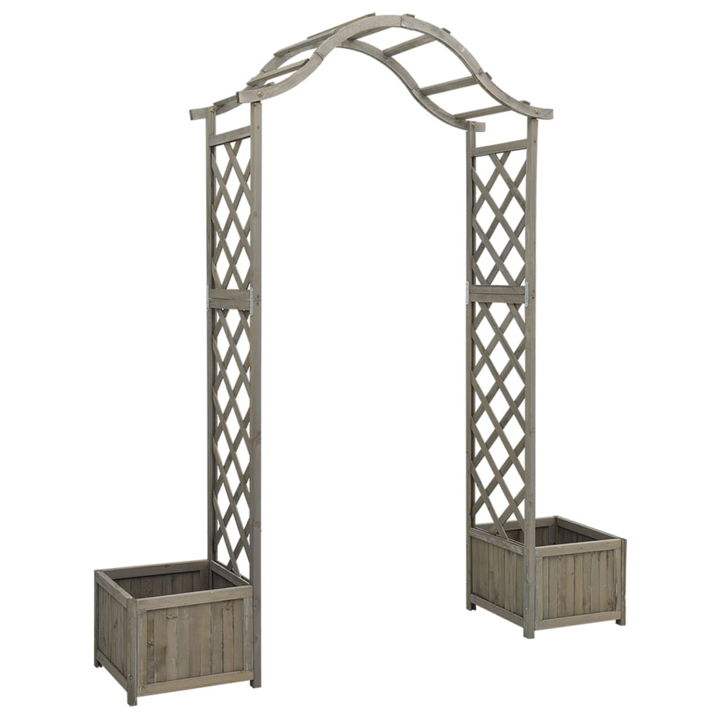 vidaXL Garden Pergola with Planter Grey Solid Firwood