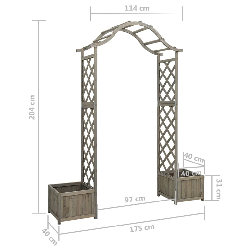 vidaXL Garden Pergola with Planter Grey Solid Firwood