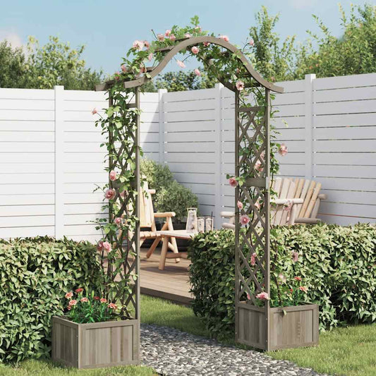 vidaXL Garden Pergola with Planter Grey Solid Firwood