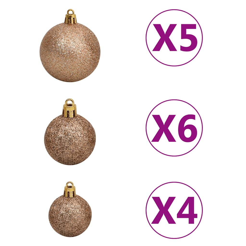 vidaXL 61 Piece Christmas Ball Set with Peak and 150 LEDs Rose Gold