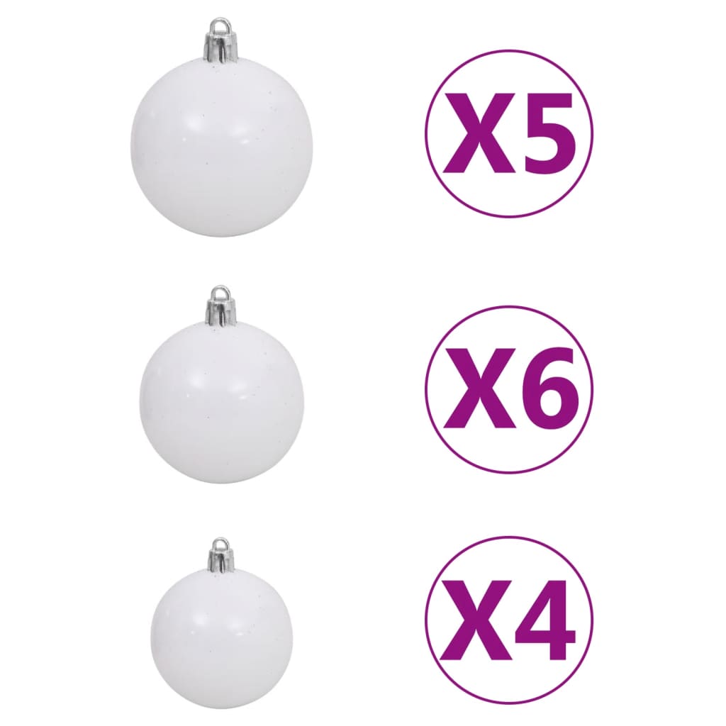 61 Delige Kerstballenset met Piek en 150 LED's White&amp;Gey