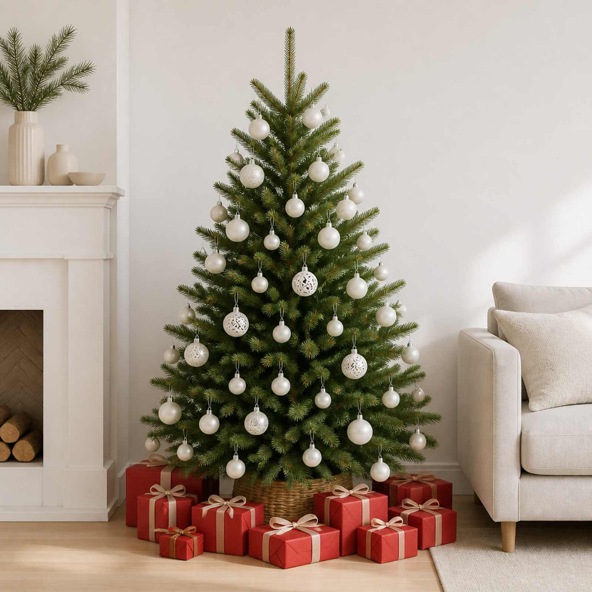330082 vidaXL 100 Piece Christmas Ball Set White