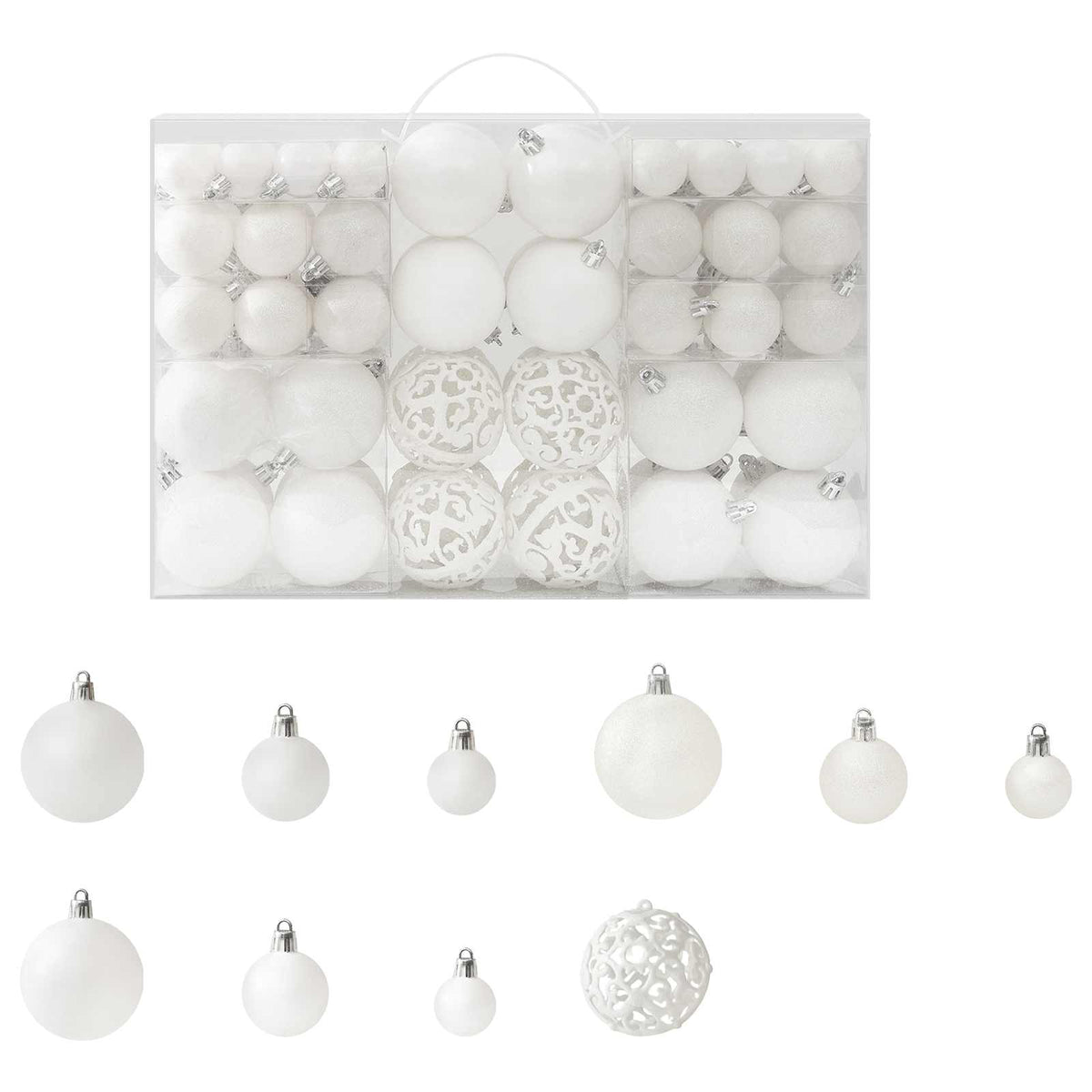 330082 vidaXL 100 Piece Christmas Ball Set White