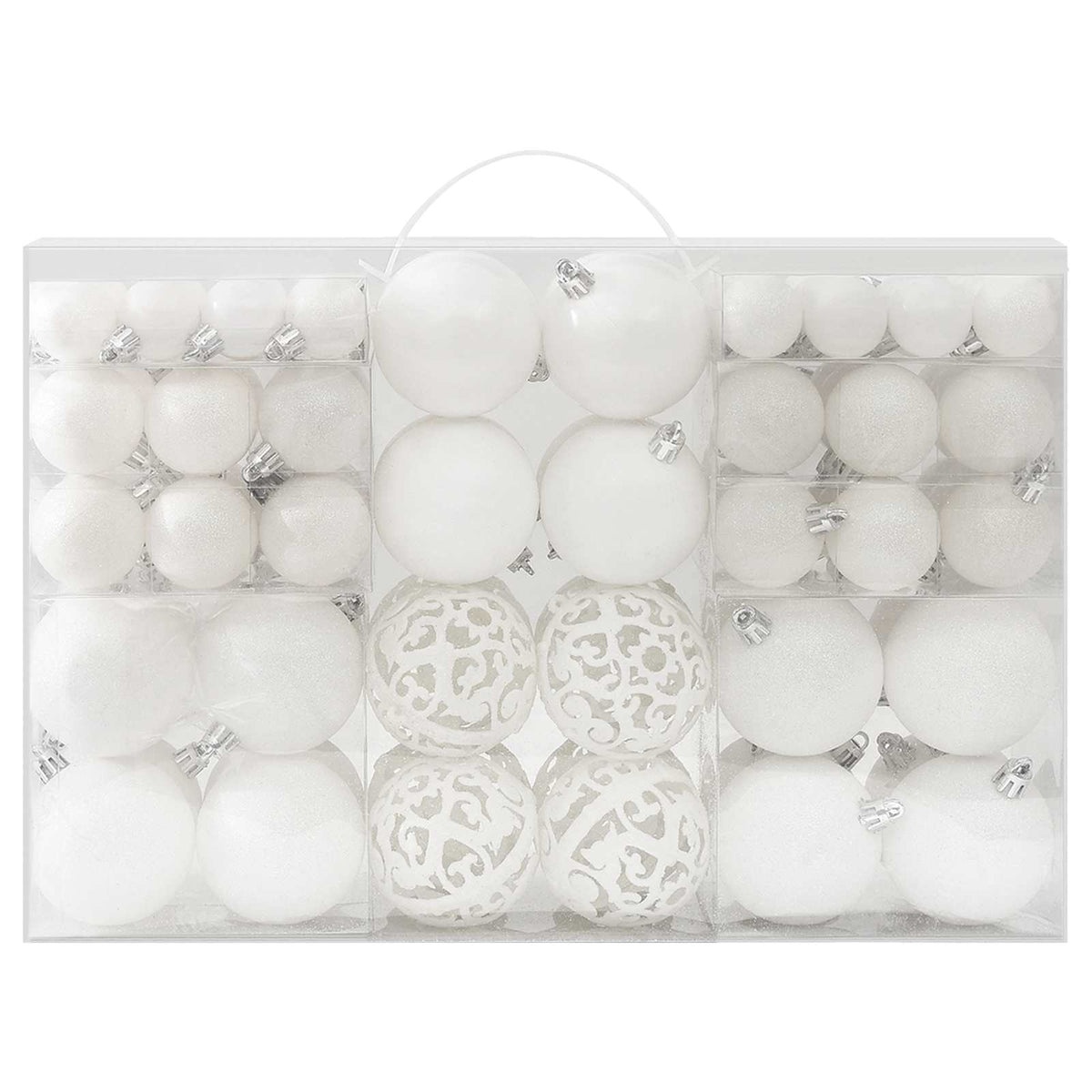 330082 vidaXL 100 Piece Christmas Ball Set White