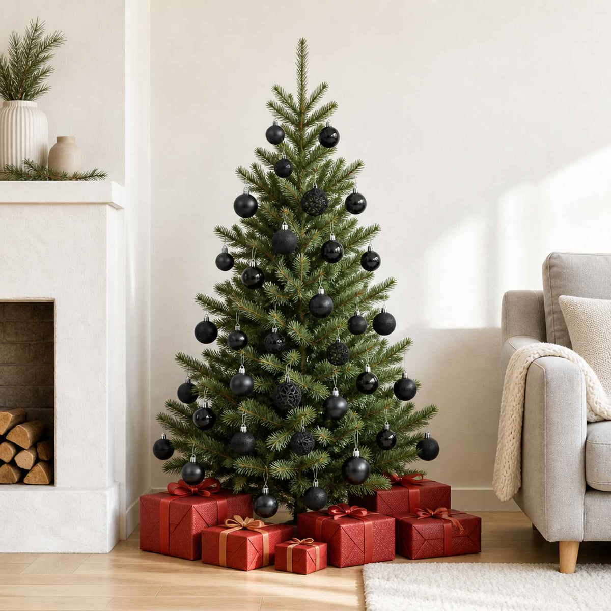 330083 vidaXL 100 Piece Christmas Ball Set Black