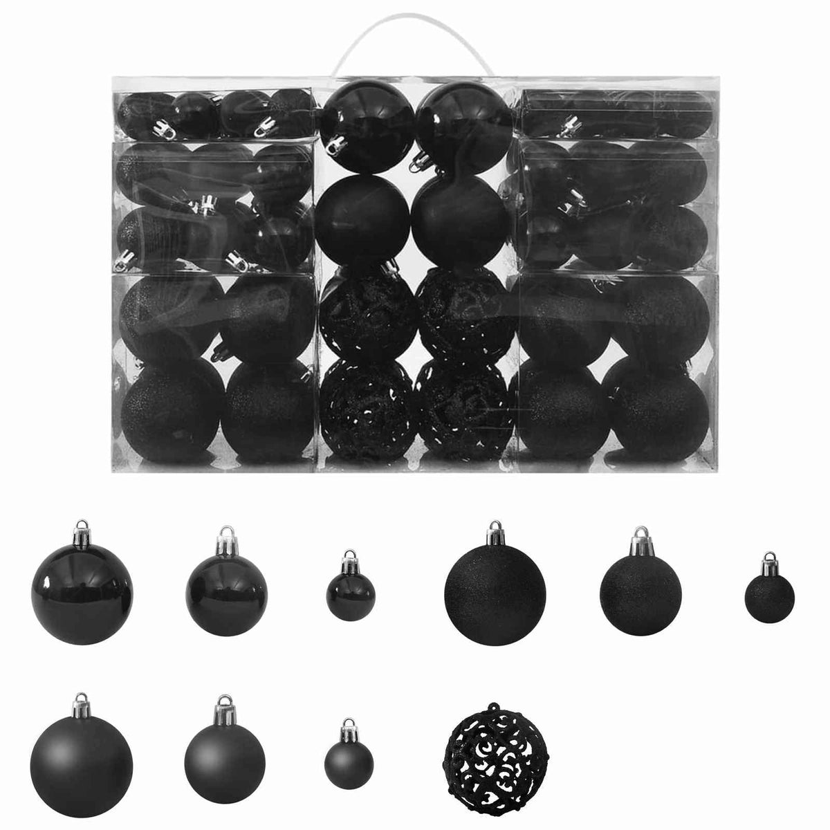 330083 vidaXL 100 Piece Christmas Ball Set Black