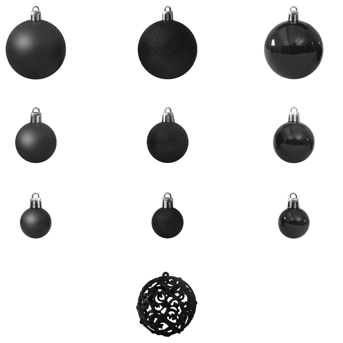 330083 vidaXL 100 Piece Christmas Ball Set Black