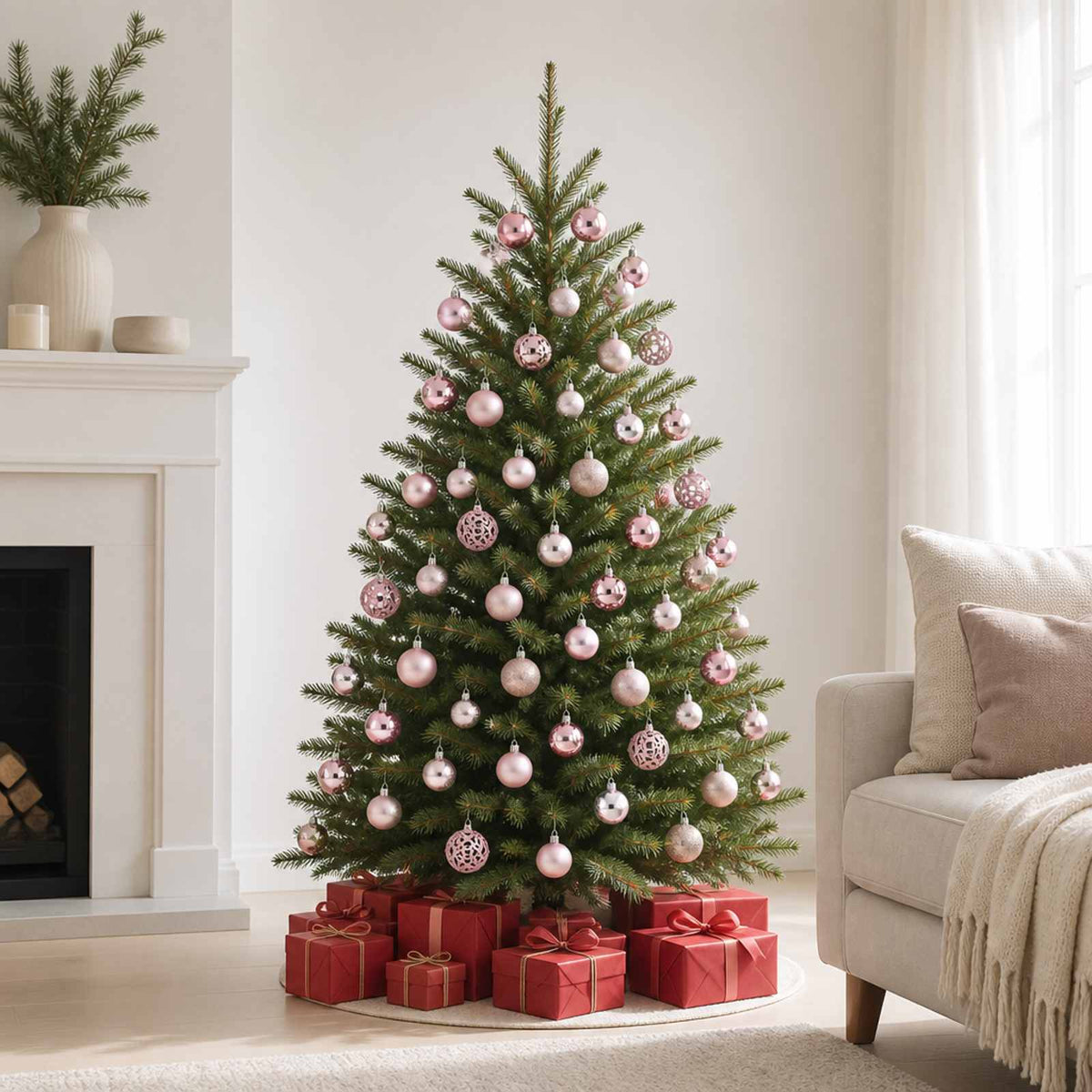 330084 vidaXL 100 Piece Christmas Ball Set Pink