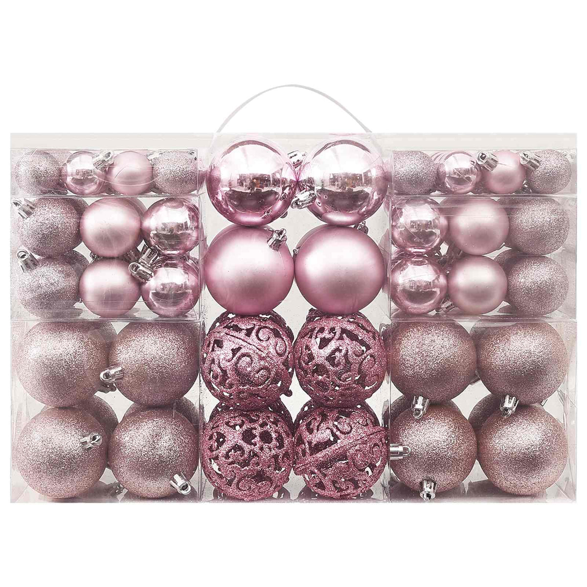 330084 vidaXL 100 Piece Christmas Ball Set Pink