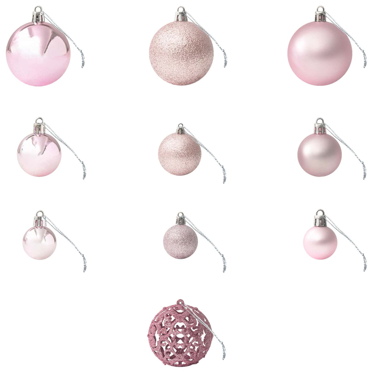 330084 vidaXL 100 Piece Christmas Ball Set Pink