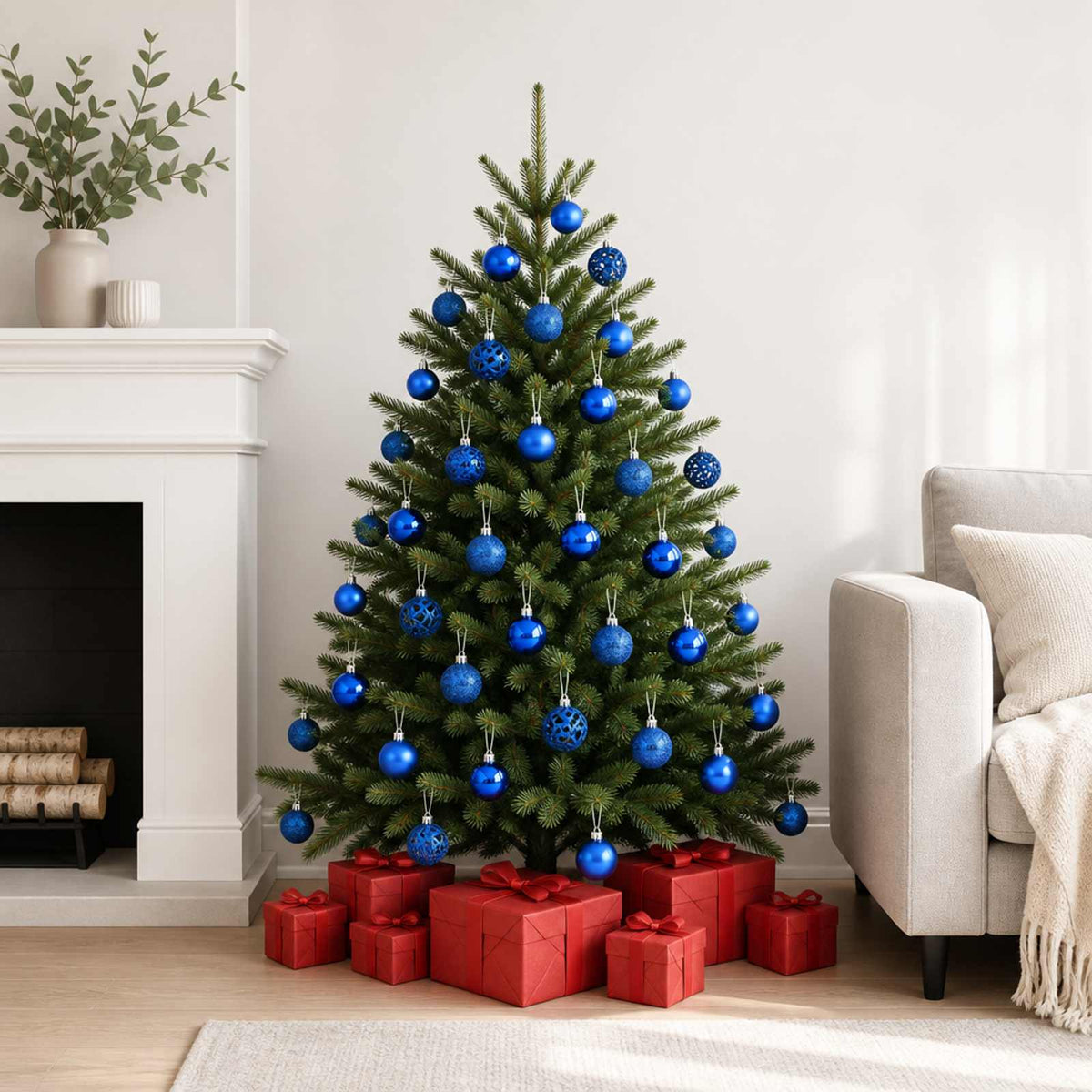 330085 vidaXL 100 Piece Christmas Ball Set Blue