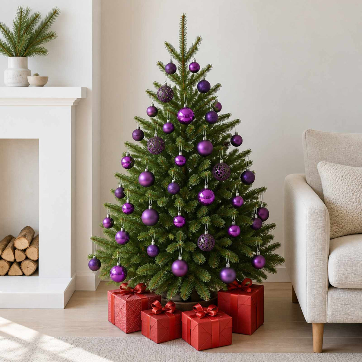 330086 vidaXL 100 Piece Christmas Ball Set Purple