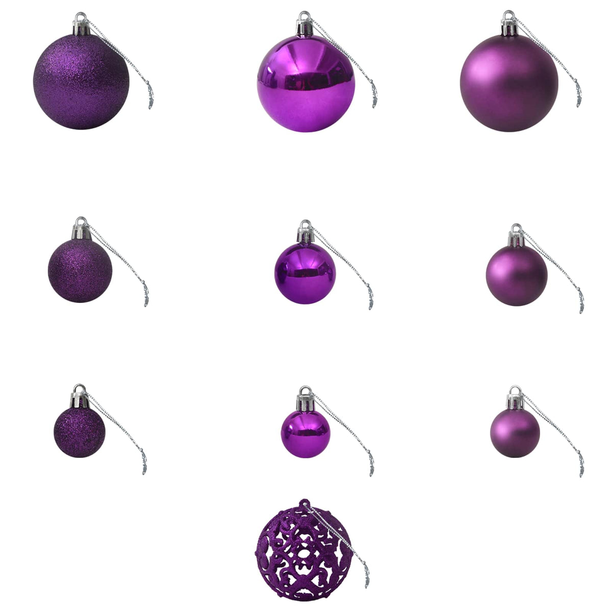 330086 vidaXL 100 Piece Christmas Ball Set Purple