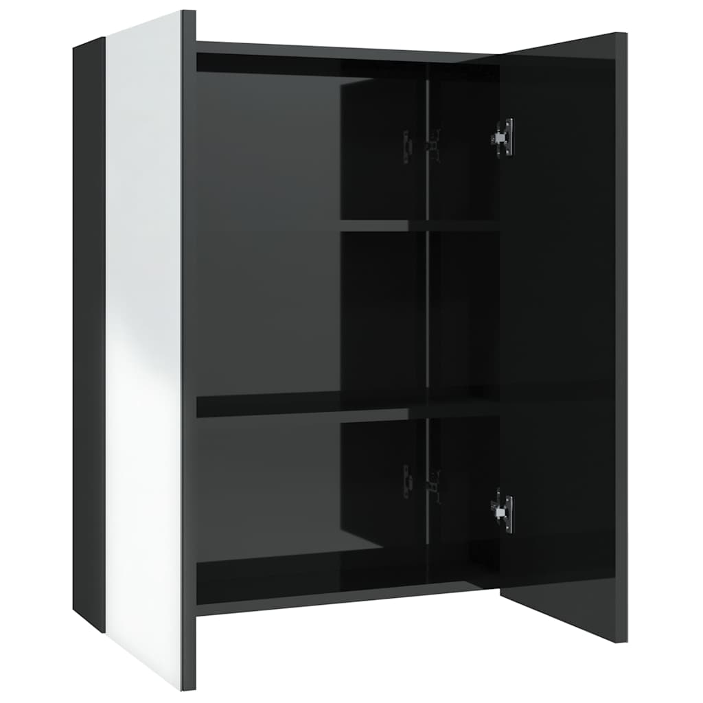 331524 vidaXL Bathroom Mirror Cabinet 60x15x75 cm MDF Shining Black