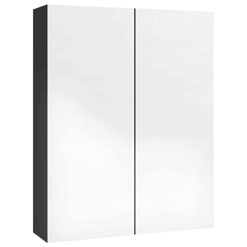 331524 vidaXL Bathroom Mirror Cabinet 60x15x75 cm MDF Shining Black