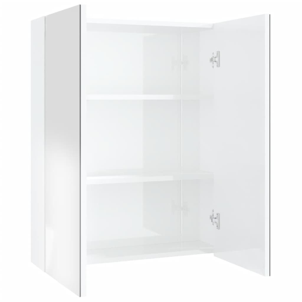 331525 vidaXL Bathroom Mirror Cabinet 60x15x75 cm MDF Shining White