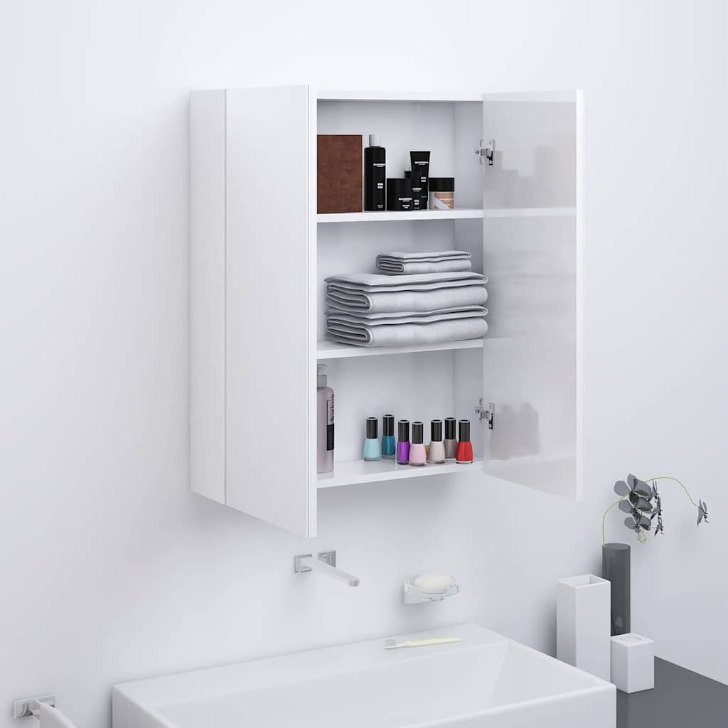 331525 vidaXL Bathroom Mirror Cabinet 60x15x75 cm MDF Shining White